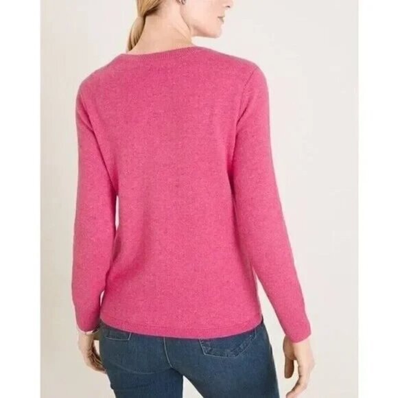 Chico's Cashmere Blend Hot Pink Sweater with Peace Love Chic Design Chico's 3/XL - Picture 3 of 8
